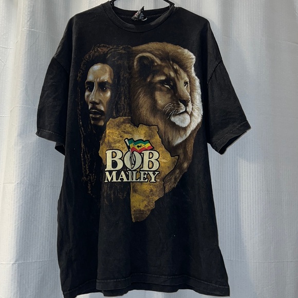 ZION BOB MARLEY Bob Marley Band T-shirt, Men's XL equivalent cotton black type Vintage Second Hand